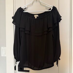 Elegant Black Ruffle Blouse